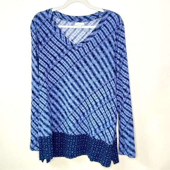 Pure Jill by J. Jill Cotton Modal Long SLeeve Tunic Blue White XL #AG - Picture 1 of 8